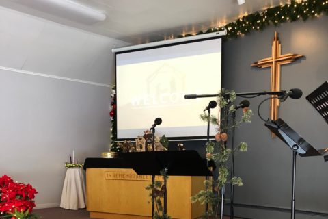 Picture of sanctuary at Christmas
